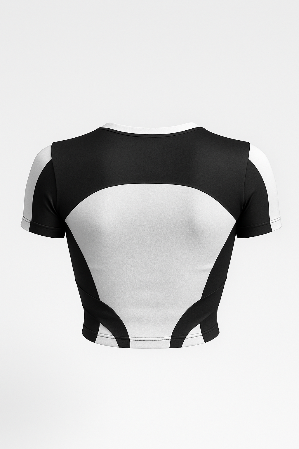 Crop top noir et blanc en spandex et elasthane avec effet super héros DAITENSHI.