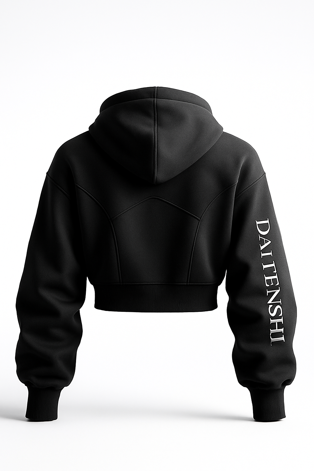 Veste à capuche (hoodie) crop top en polyester avec nom et logo DAITENSHI brodés.