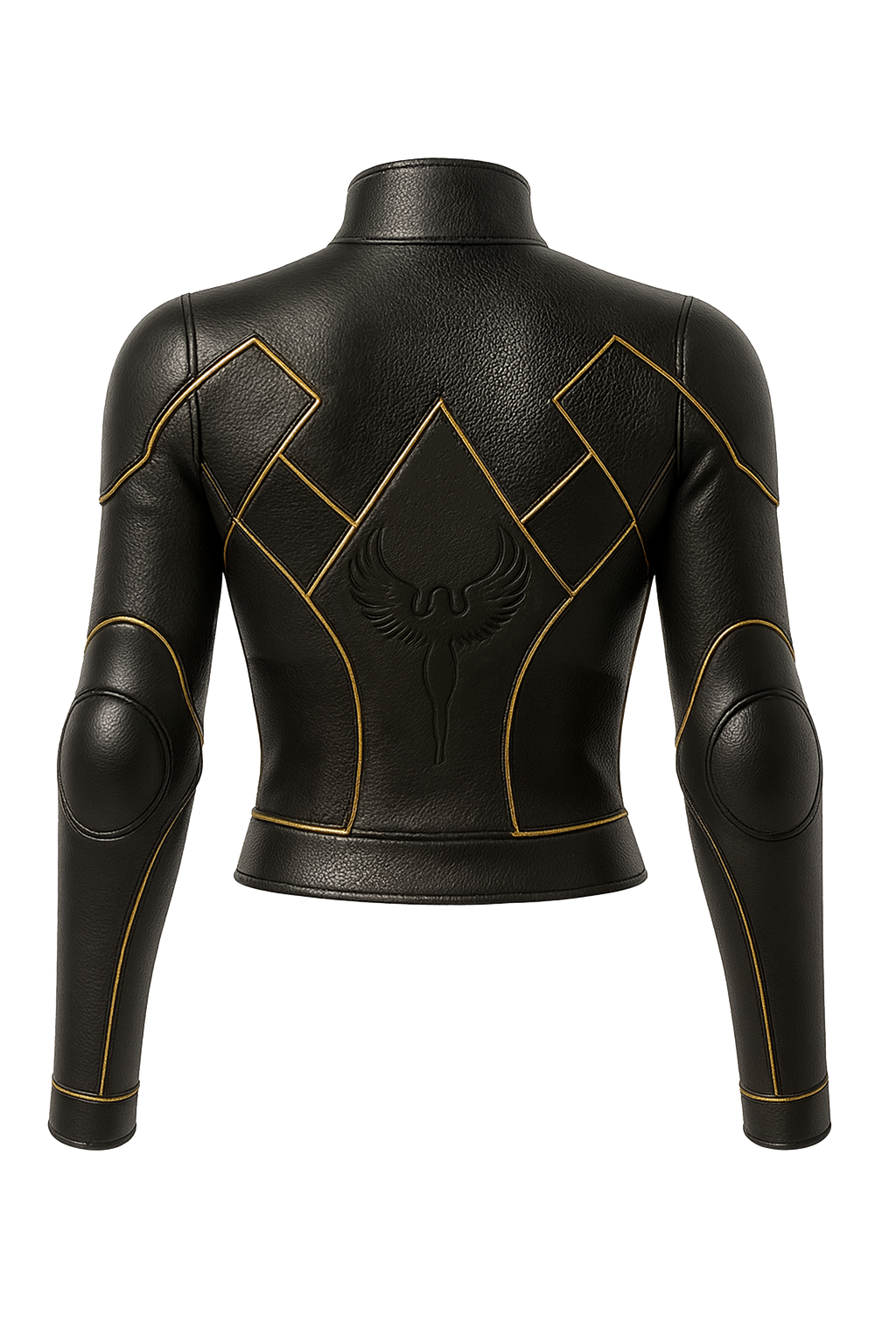 Veste Raijin DAITENSHI en cuir noir avec biais doré