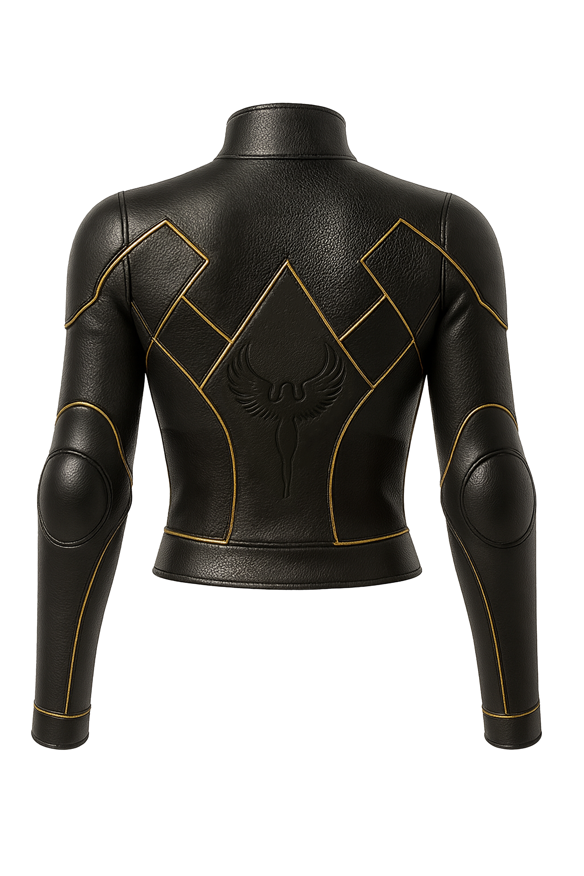 Veste Raijin DAITENSHI en cuir noir avec biais doré